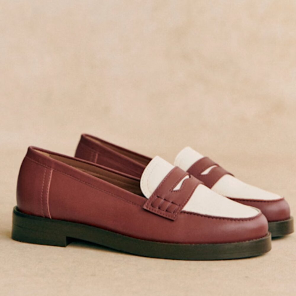 BNWT Sezane Andrea Loafers - Terracotta & Cream - Picture 2 of 12